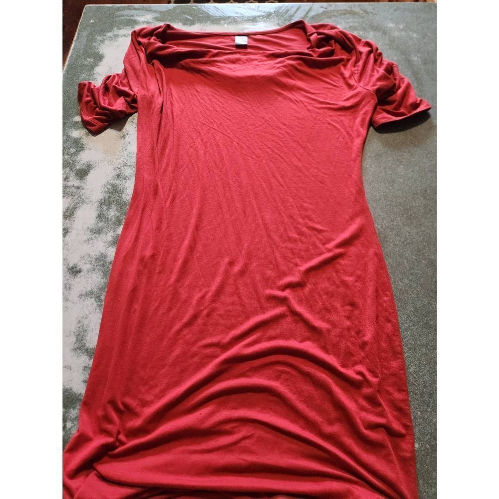 Peruvian Connection red drape front dress sz Small